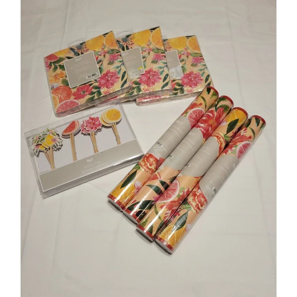Pier 1 Import Paper Table Runner, Table Napkins  And  Party Picks Set Of 8